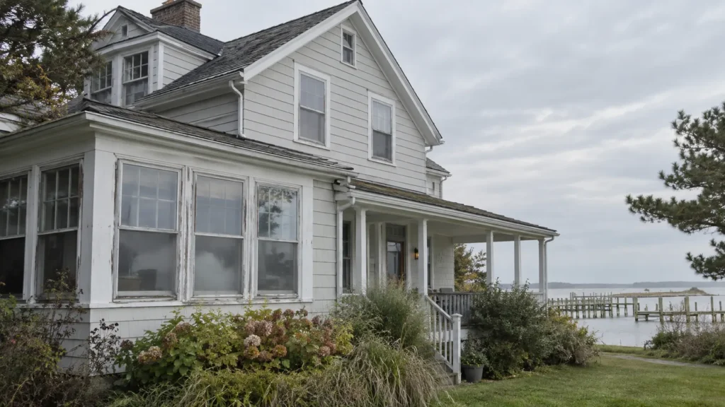 Coastal home on Maryland's Eastern Shore with windows in need of replacement